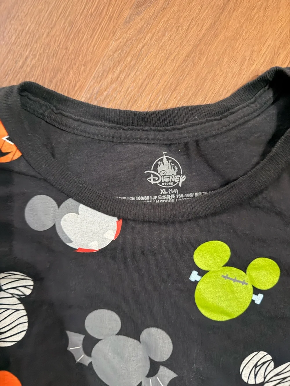 Disney Parks Mickey Mouse Halloween Shirt Youth XL 14 Black Allover Print
